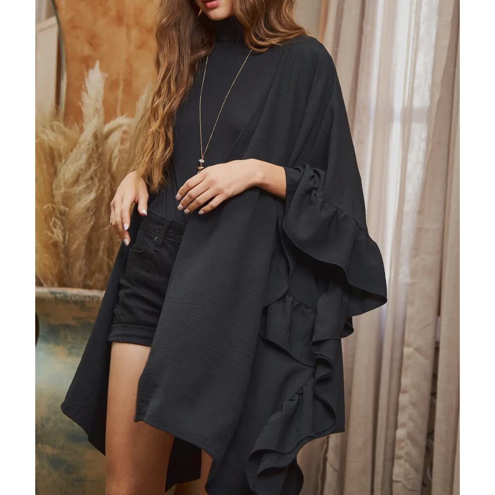 Wide sleeves ruffle kimono - Picture 2 of 8